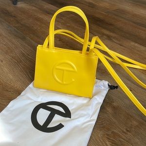 Telfar small yellow shopping bag